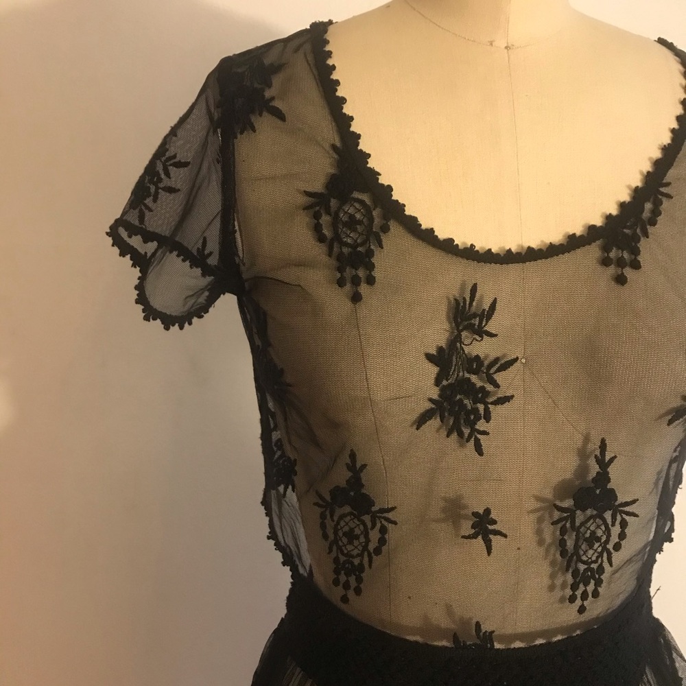 Free people sheer black skirt set